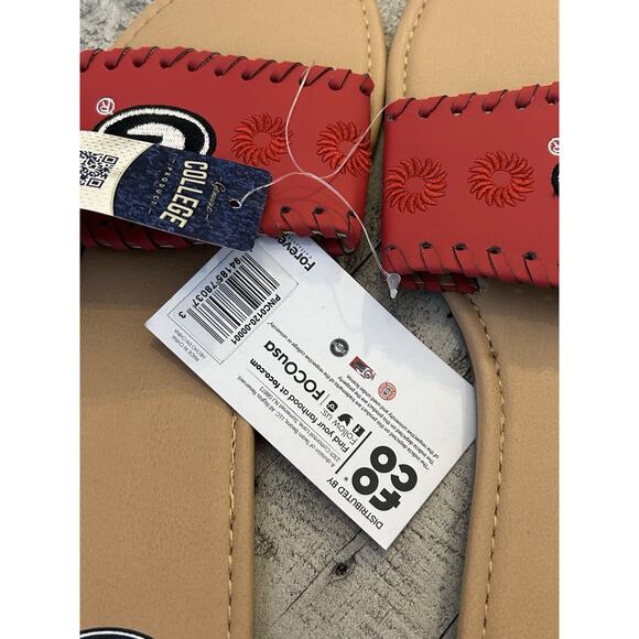 NEW Univ Of Georgia Womens BULLDOGS~Slip-On Sandals~SZ XL Red/Black - Picture 4 of 7